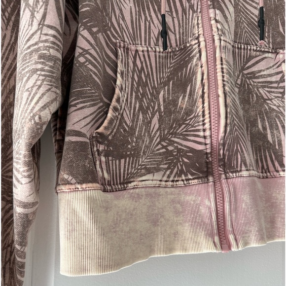 Joy Lab Pink Palm Cropped Zip Hoodie - Picture 2 of 9